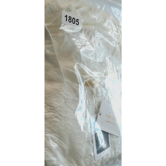 One Twin Style White Dress Girls 8 Puff Sleeve Textured Fabric Lined Full NEW - Picture 6 of 6